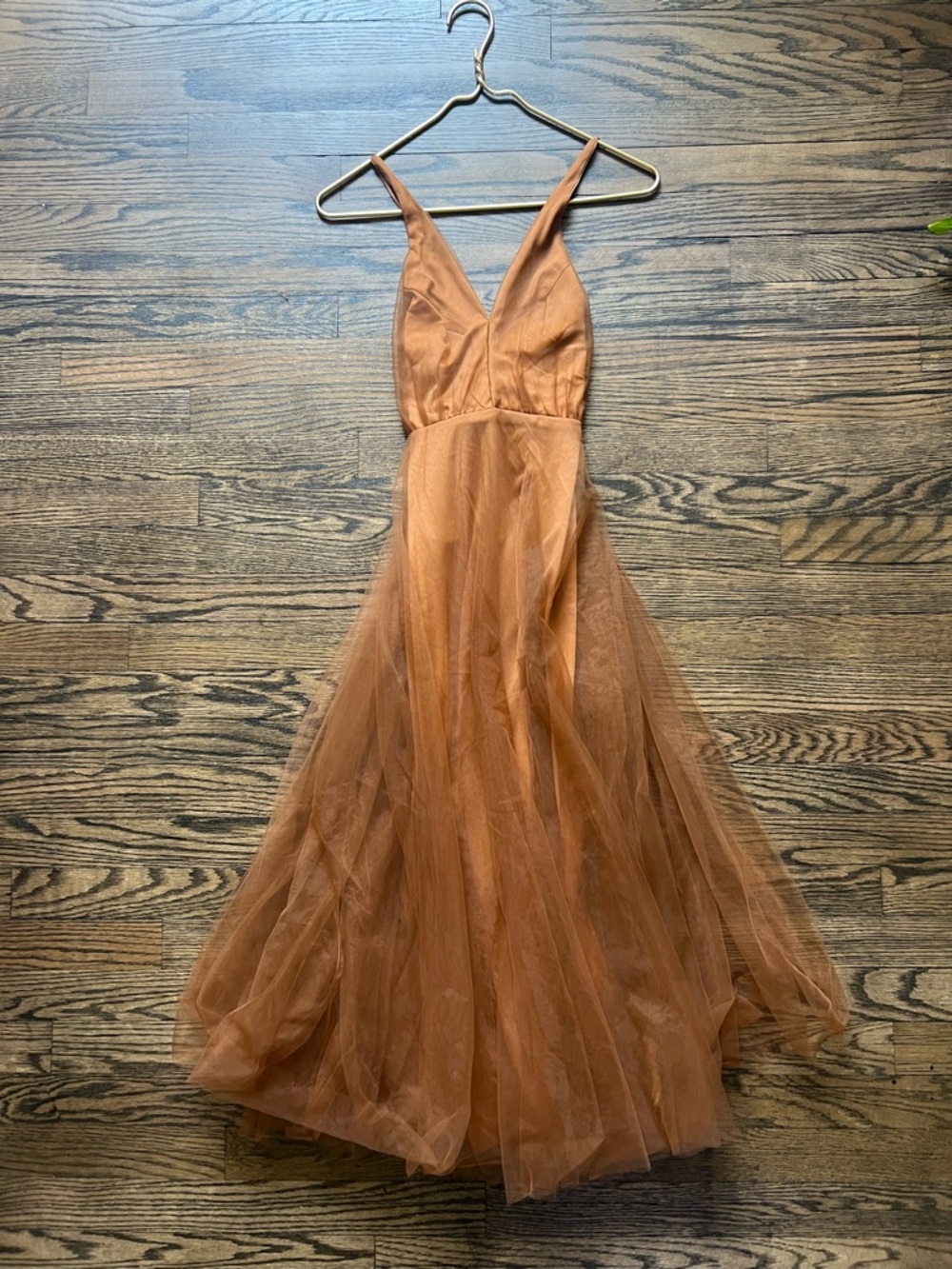 Hello Molly Rust Strapless Tulle A-Line Dress